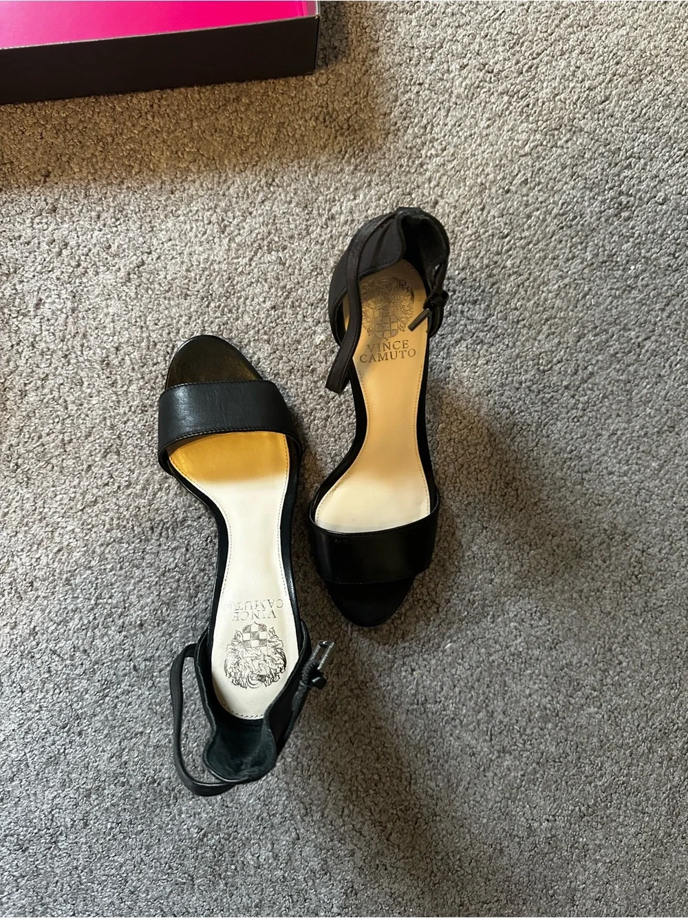 Vince Camuto Black Open-Toe Ankle Strap Heels